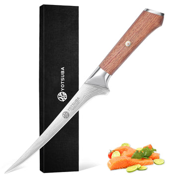 YOTSUBA Carving Knife and Fork Set, Meat Cutting Knife, Razor-Sharp German Stainless Steel Knives Fork Set with Ergonomic Wood Handle, Slicing Knives for Meats, BBQ & Vegetables