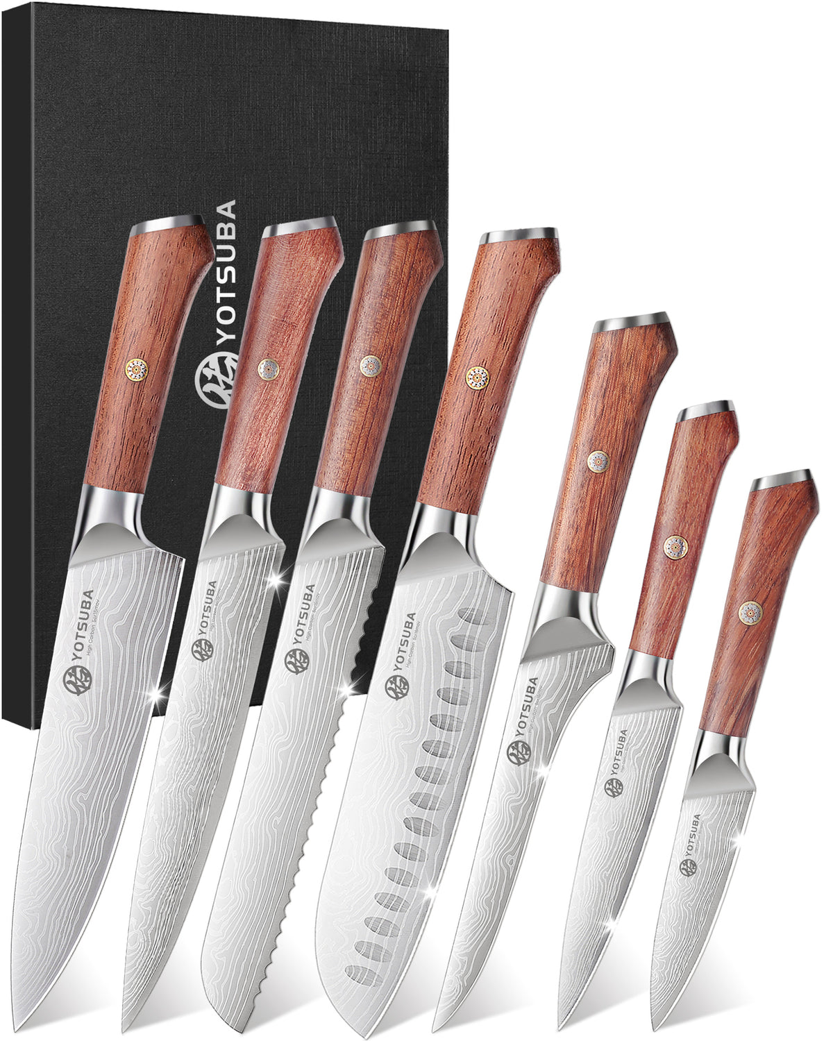 YOTSUBA AS7 7Pcs Chef Knife Set Kitchen Knives Set High Carbon Steel Knives