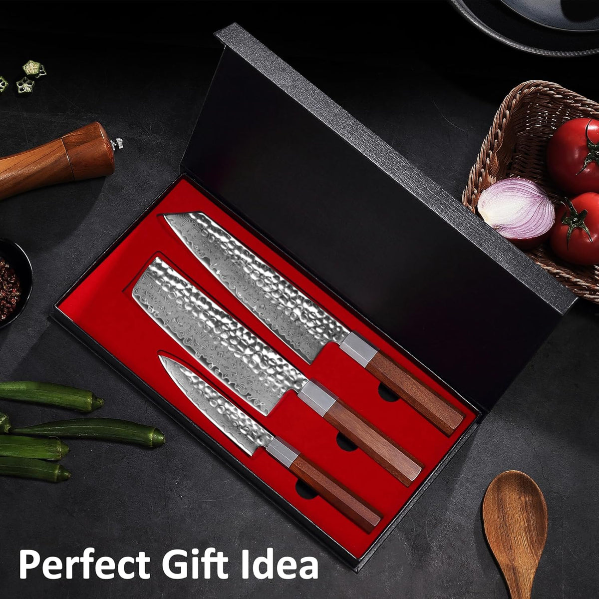 YOTSUBA 3PCS Japanese Chef Knives Set,Damascus Kitchen Knives Set with Hand-forged High Carbon Steel Blade,Ultra Sharp Cooking Knife Set with Ergonomic Wood Handle for Chopping Vegetable and Cookingshop_this_look_ggjmrP