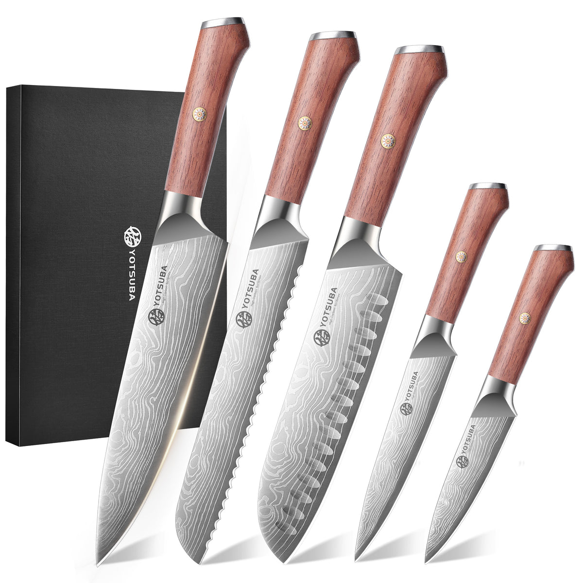 YOTSUBA AS5 5 PCS Kitchen Knife Set Ultra Sharp Chef Knives Set Full Tang Handle