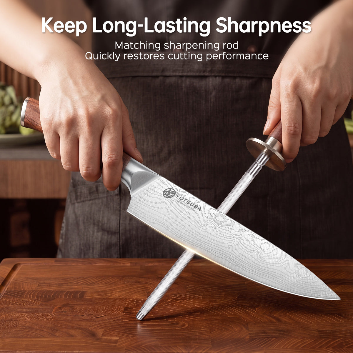 YOTSUBA AT2/14-PCS Kitchen Knife Block Set Chef Knives Set with Block and Sharpener