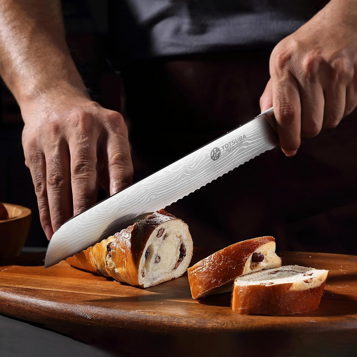 YOTSUBA Kitchen Knife Set with Block, High Carbon Stainless Steel Sharp Knife, with Gift Box (10 inch Bread Knife)