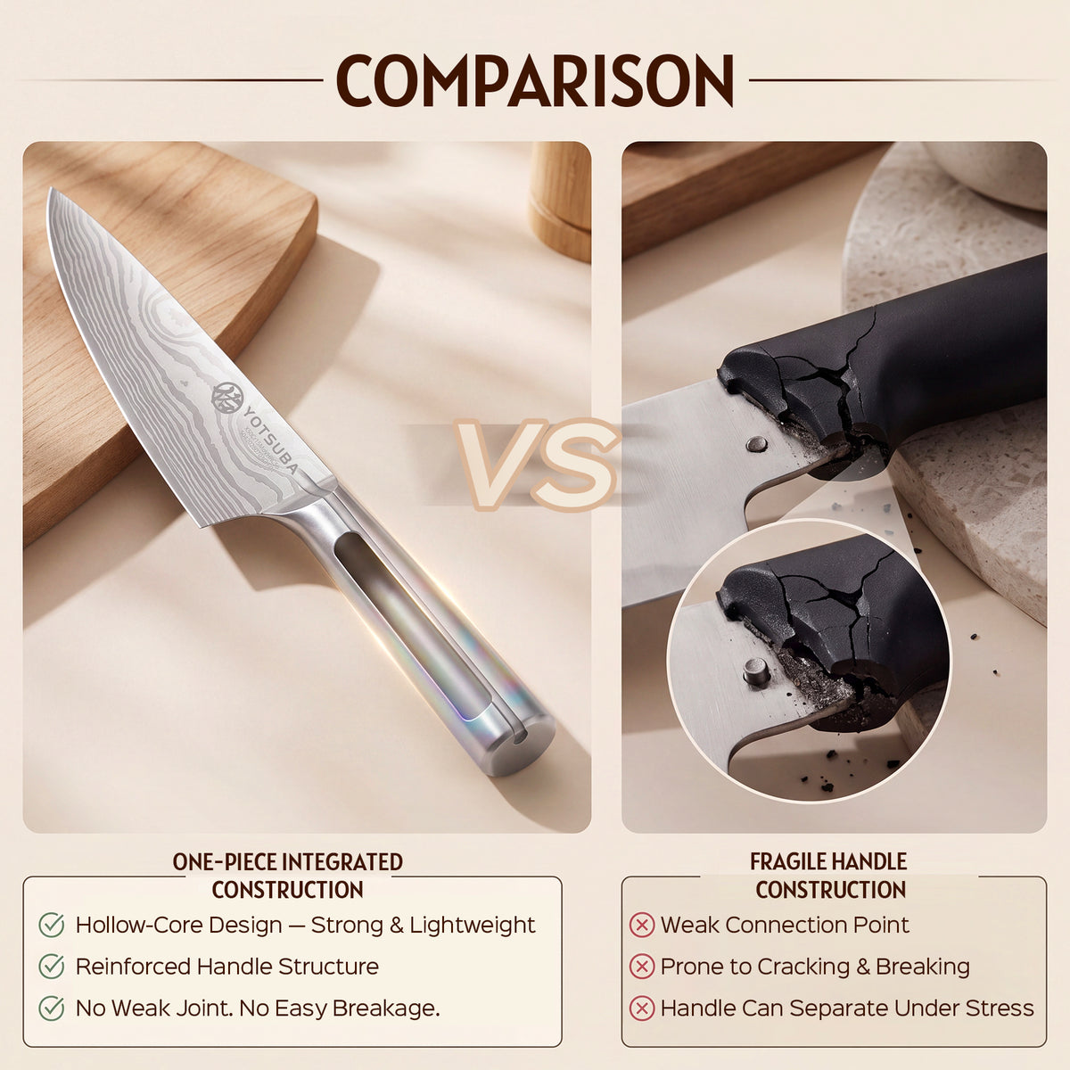 YOTSUBA FT1 15-Piece Stainless Steel Knife Block Set with Built-In Sharpener