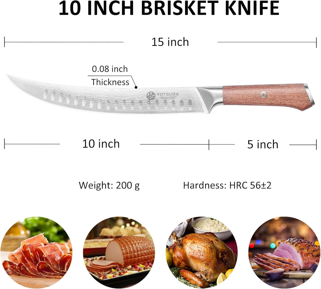 Five-piece Yotsuba kitchen knife set with damascus-style blades