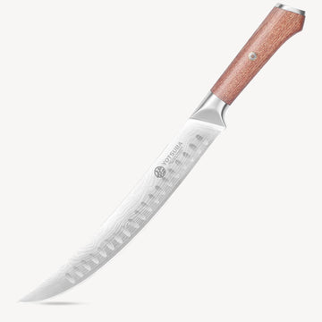 Five-piece Yotsuba kitchen knife set with damascus-style blades