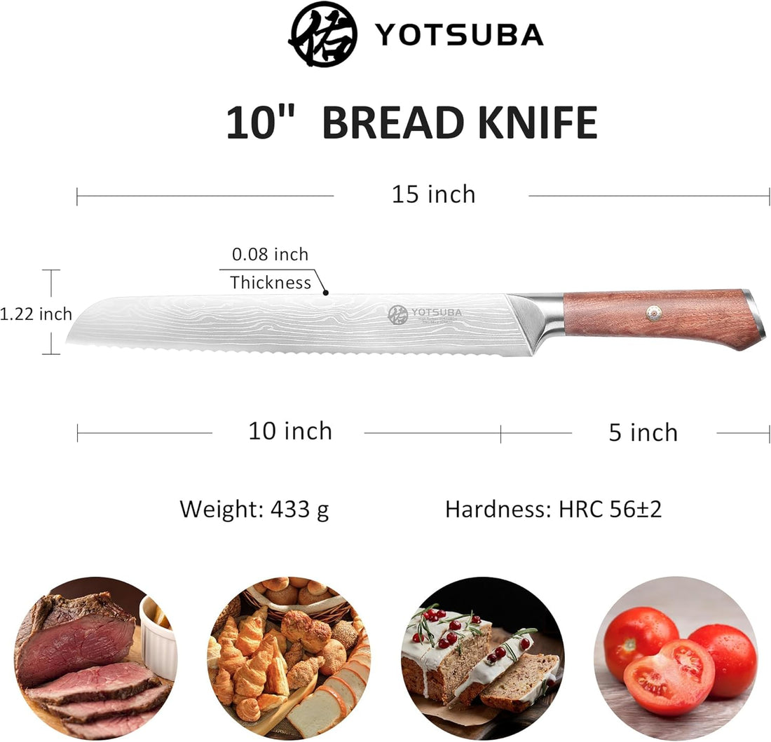 Ergonomic wooden handle detail of Yotsuba chef knife